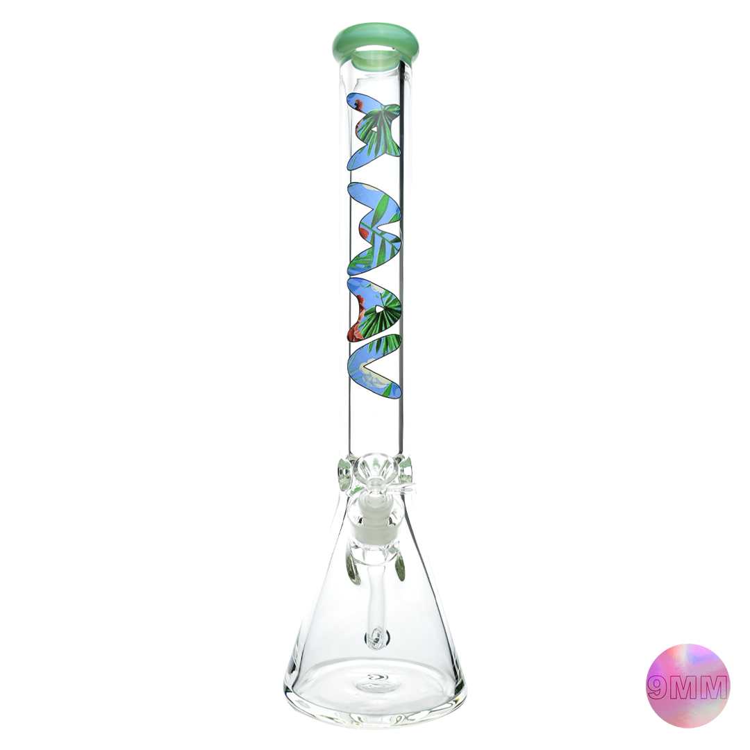 18" x 9mm Hawaii Floral Specialty Slab Beaker Bong