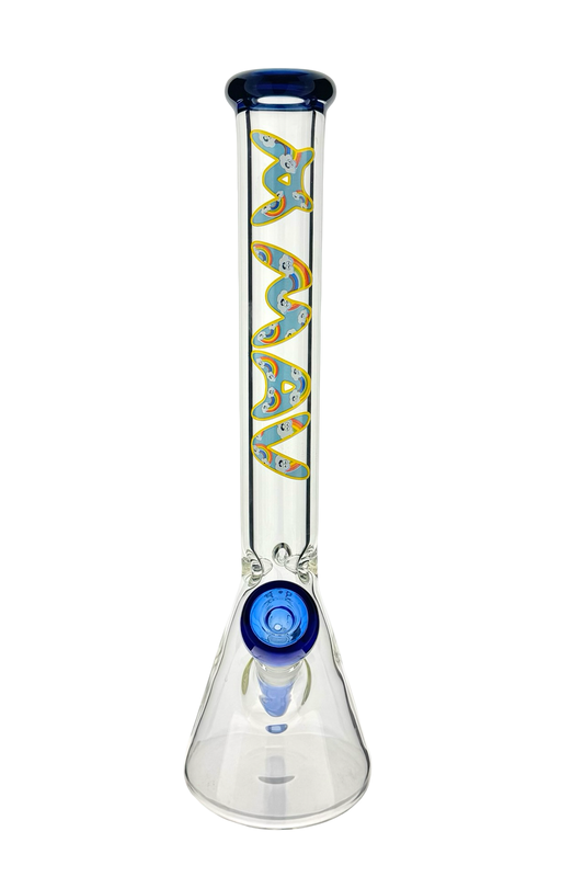 THE FLUFFY CLOUD 9mm 18" thick blue top colored beaker bong+ matching stem and bowl