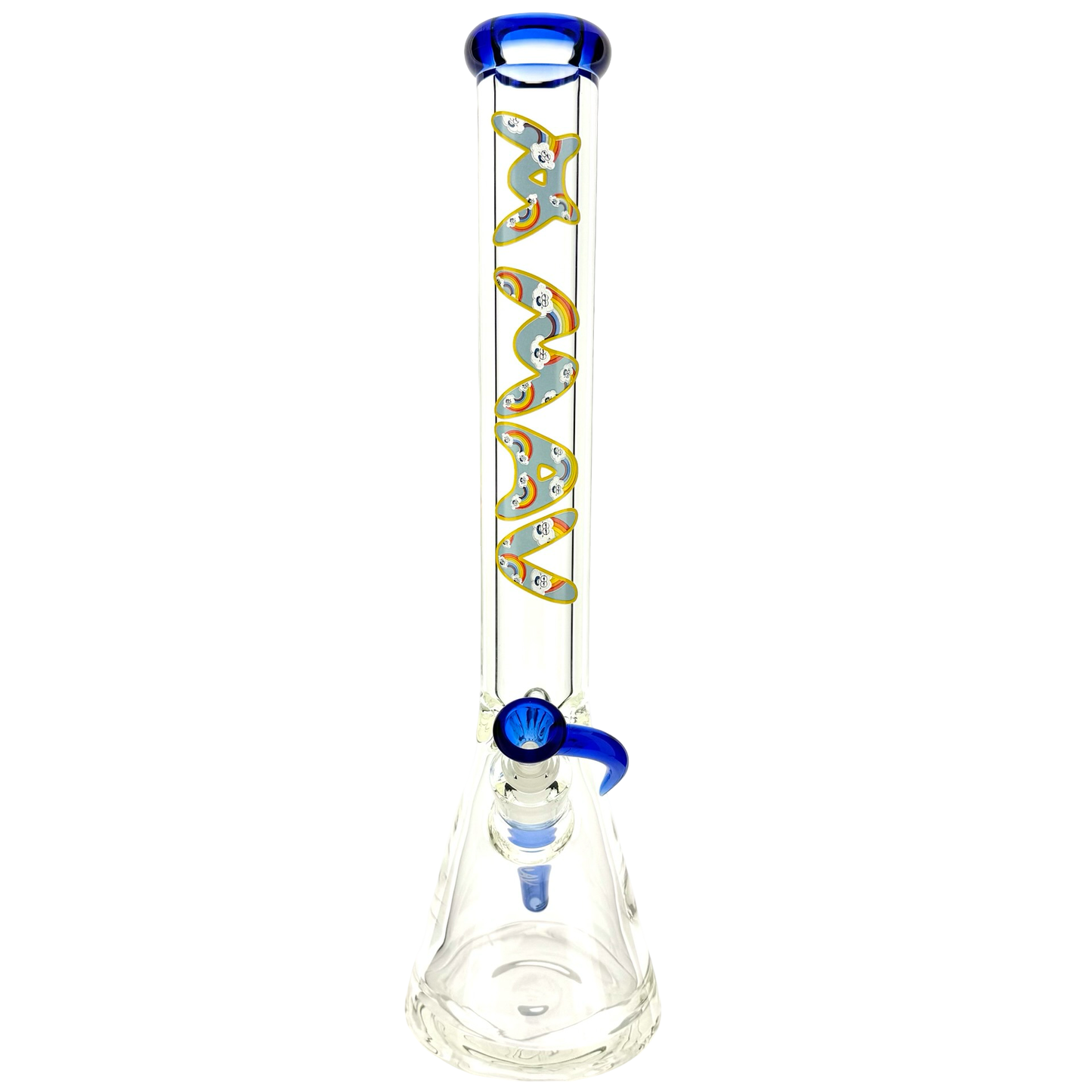 THE FLUFFY CLOUD 9mm 18" thick blue top colored beaker bong+ matching stem and bowl