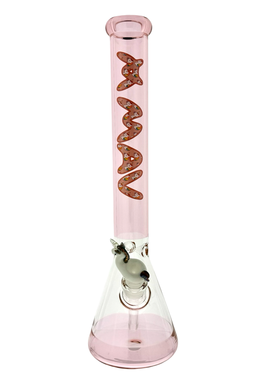 18" MAV full color pink Unicorn Logo Beaker Bong + Empire Glassworks Unicorn