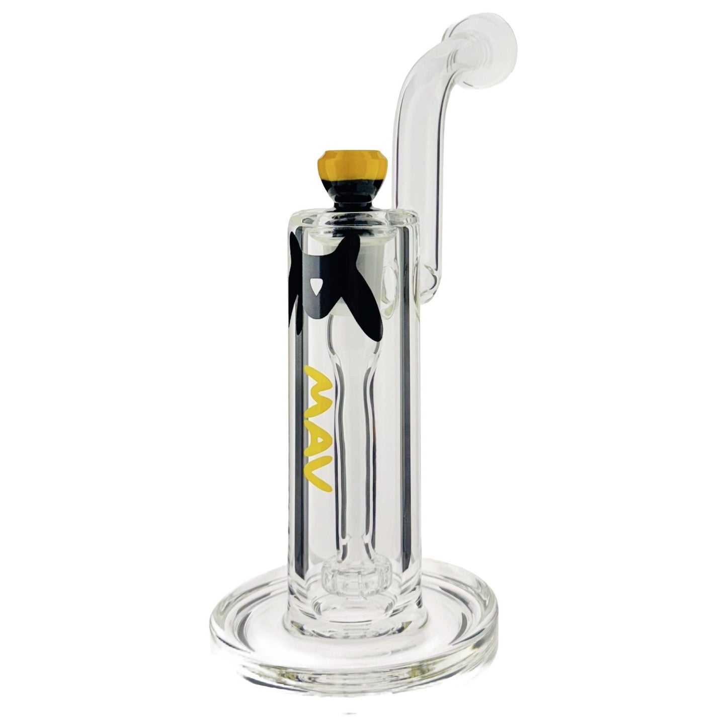 10" X 7 MM ONE OF ONE black and yellow type bubbler laidback neck