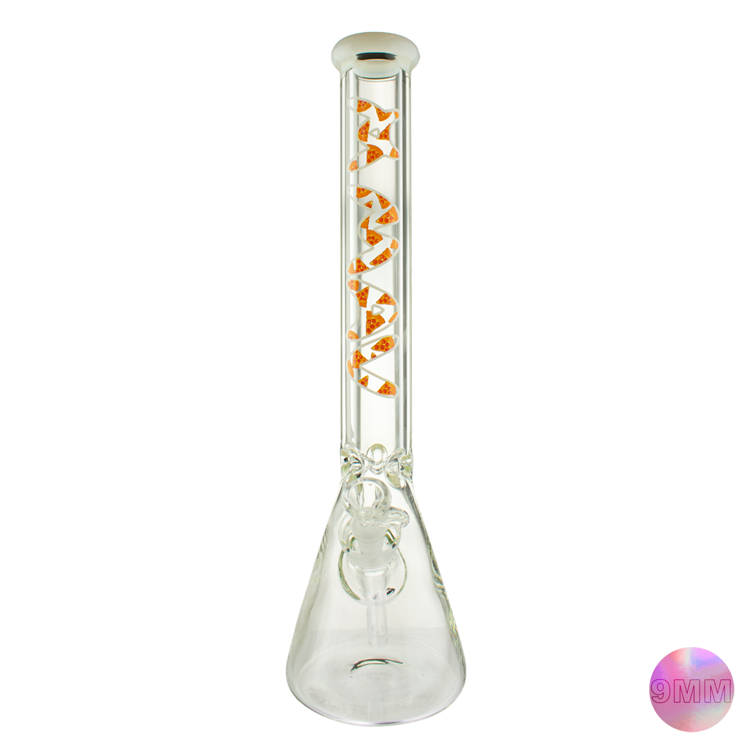 18" x 9mm White Pizza Specialty Slab Beaker Bong