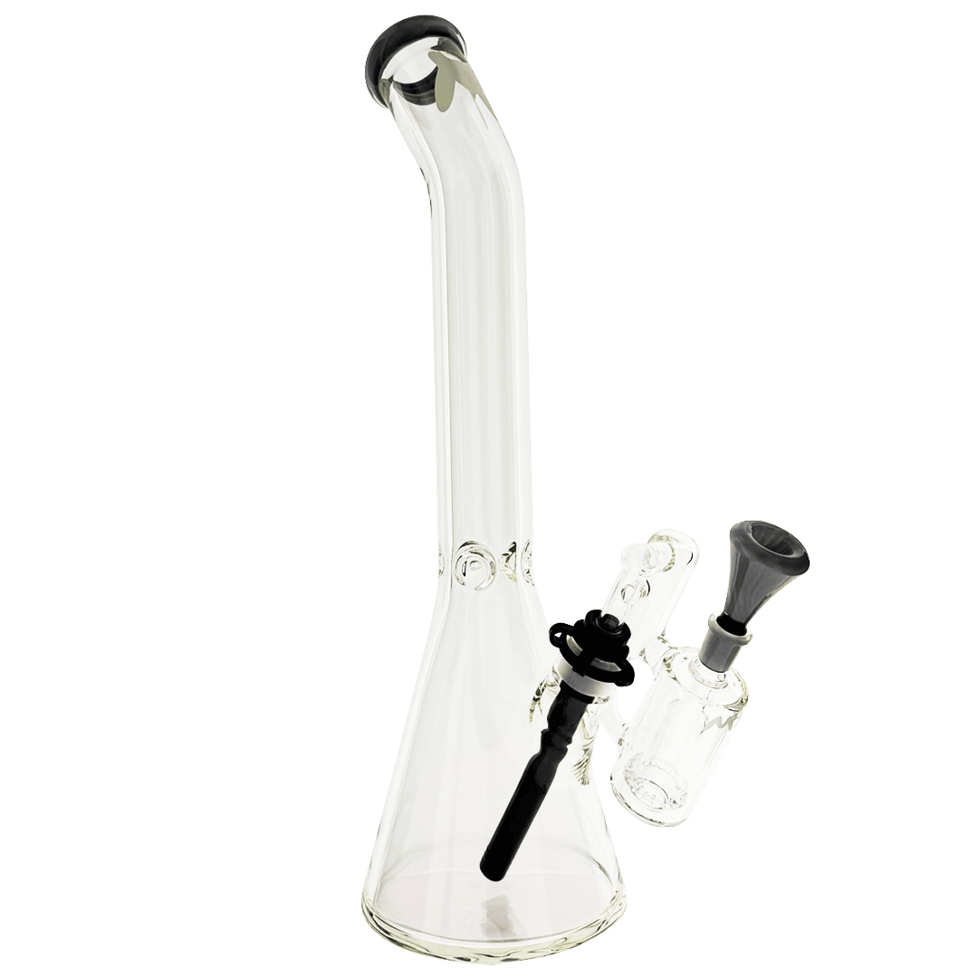 18" x 9mm color top beaker Bong bent neck + Ash Catcher Combo