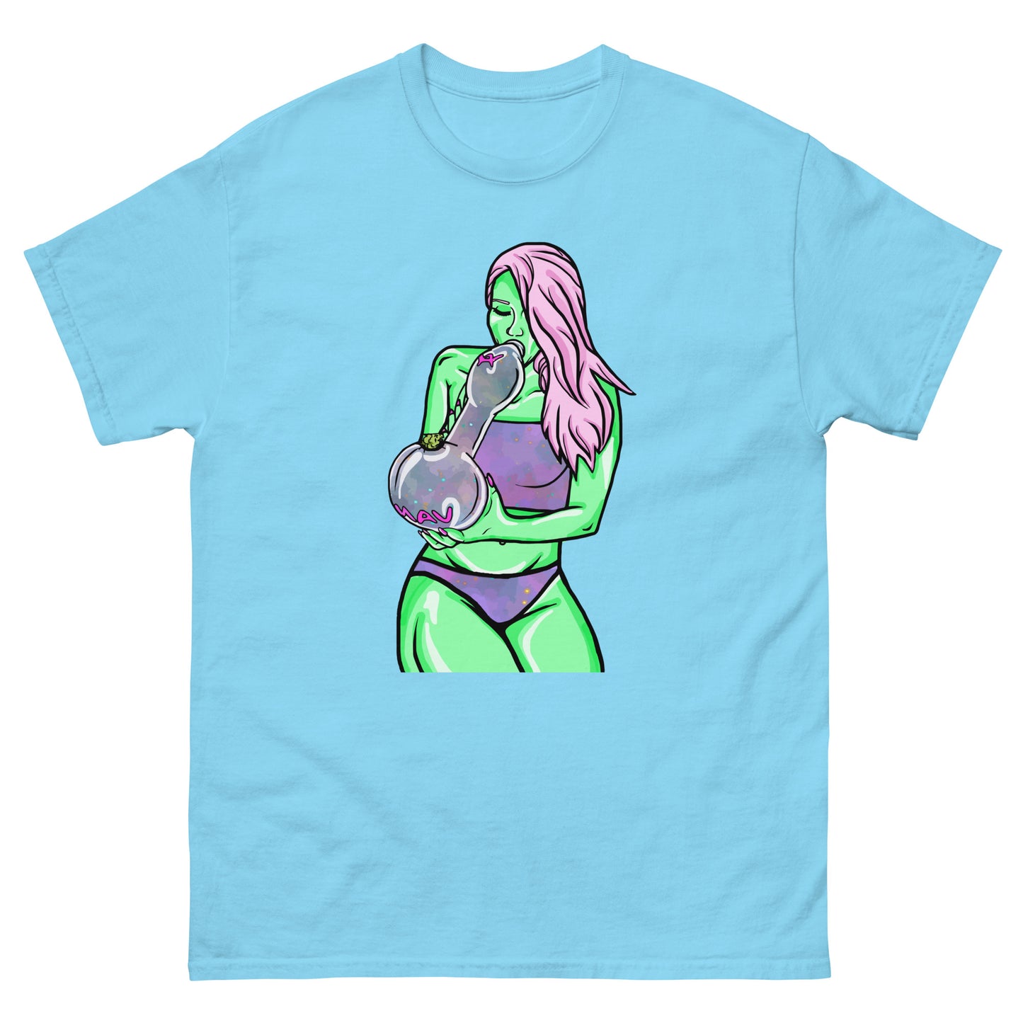 Big Pipe Smoker Girl T-shirt (@cannaviscreations)