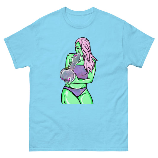 Big Pipe Smoker Girl T-shirt (@cannaviscreations)