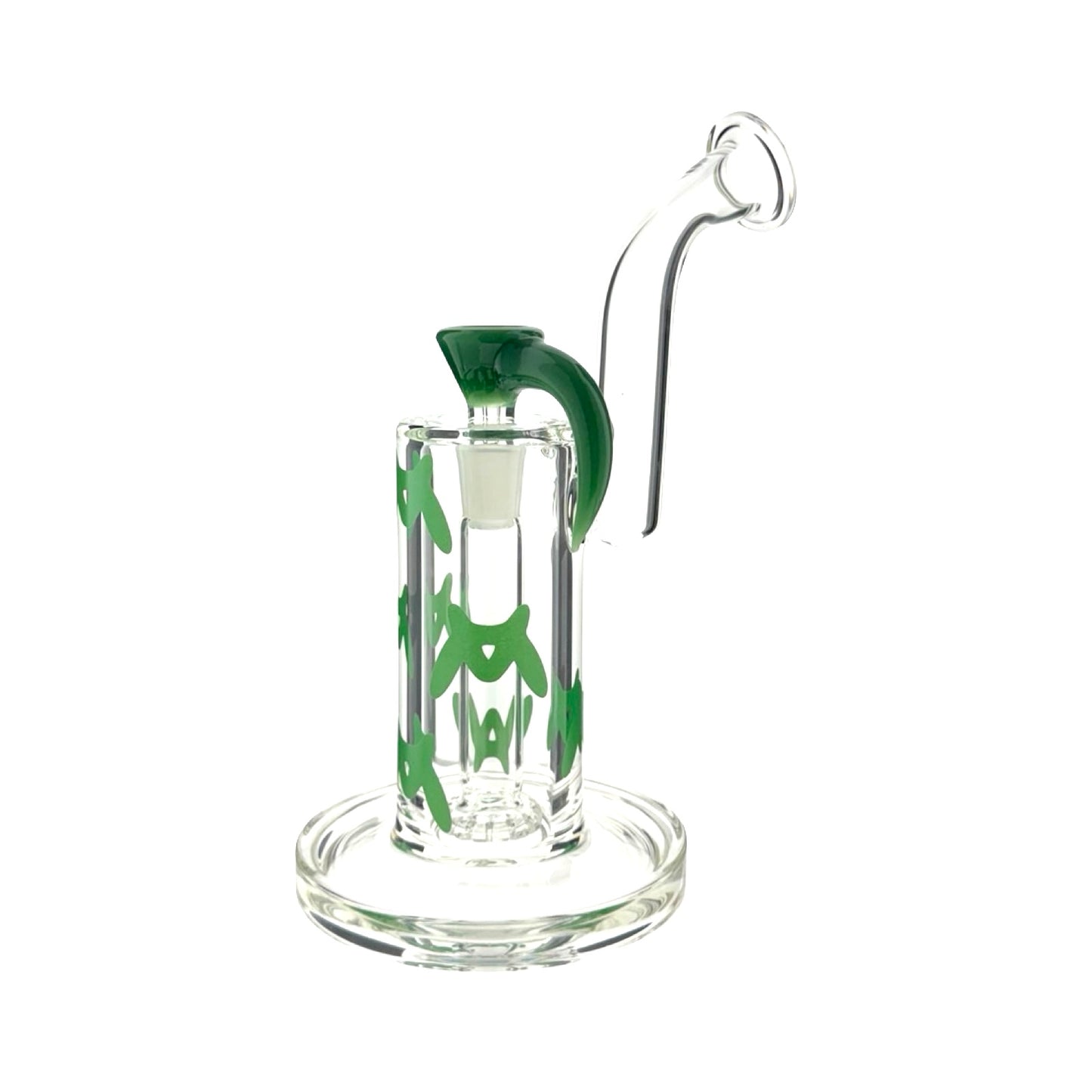 10" X 7 MM ONE OF ONE green bat type bubbler laidback neck