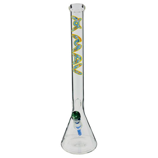 21" tall 50 by 5mm Beaker Bong Tall Neck rainbow and high clouds type