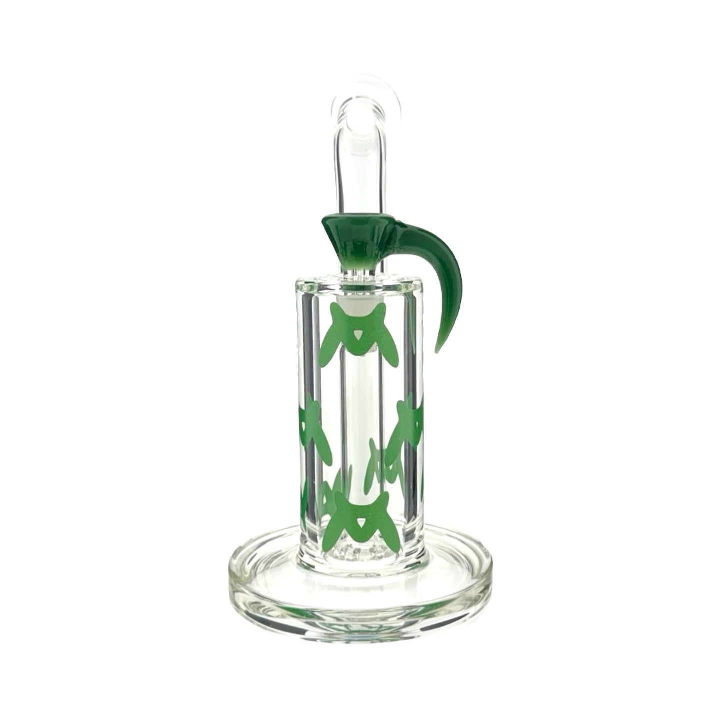 10" X 7 MM ONE OF ONE green bat type bubbler laidback neck