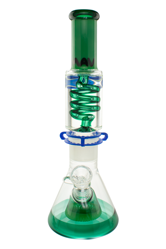 Teal and Green Slitted Pyramid Beaker Freezable Coil System