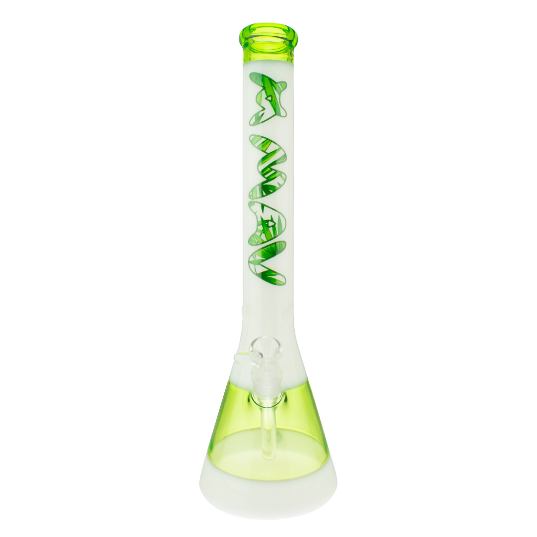 18" Jungle Leaf Ooze & White Beaker Bong