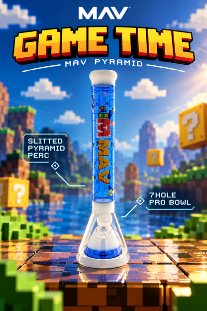 18" pyramid beaker bong game time mav with 7 hole pro bowl