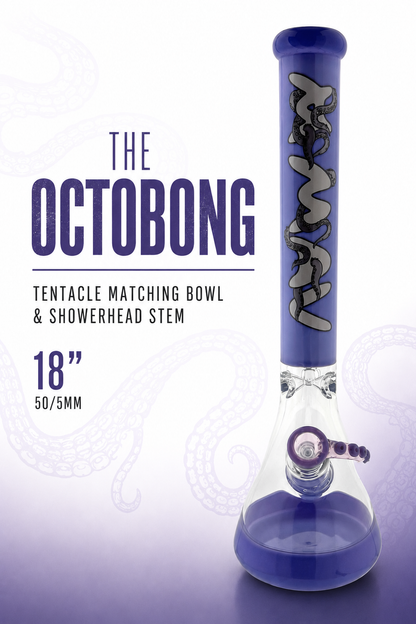 18" Classic Beaker Bong full color purple octobong Octopus
