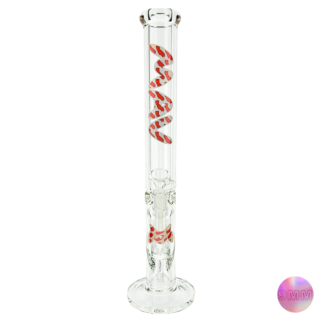 18" x 9mm gold red cali map Slab straight Bong + Ash Catcher Combo