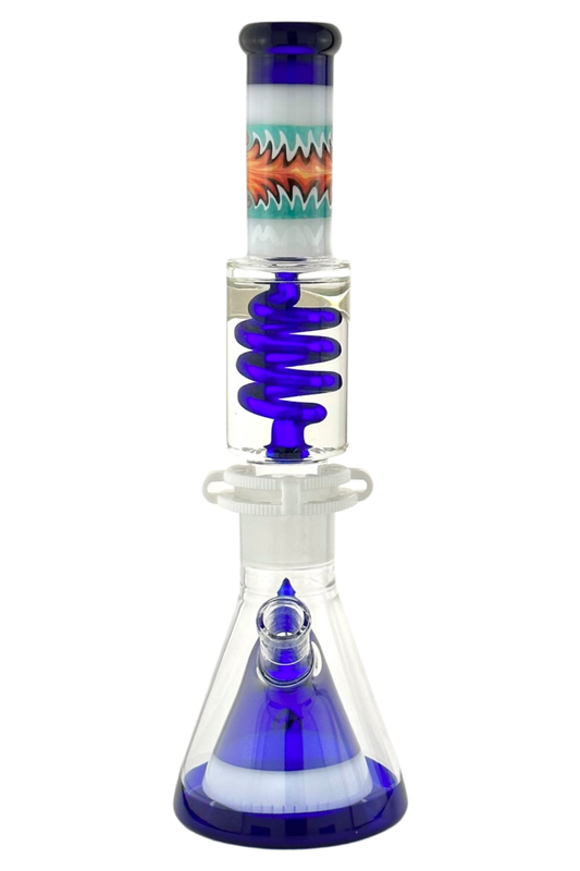 Reversal Wig Wag Dark Blue and White Slitted Pyramid Beaker Freezable Coil System