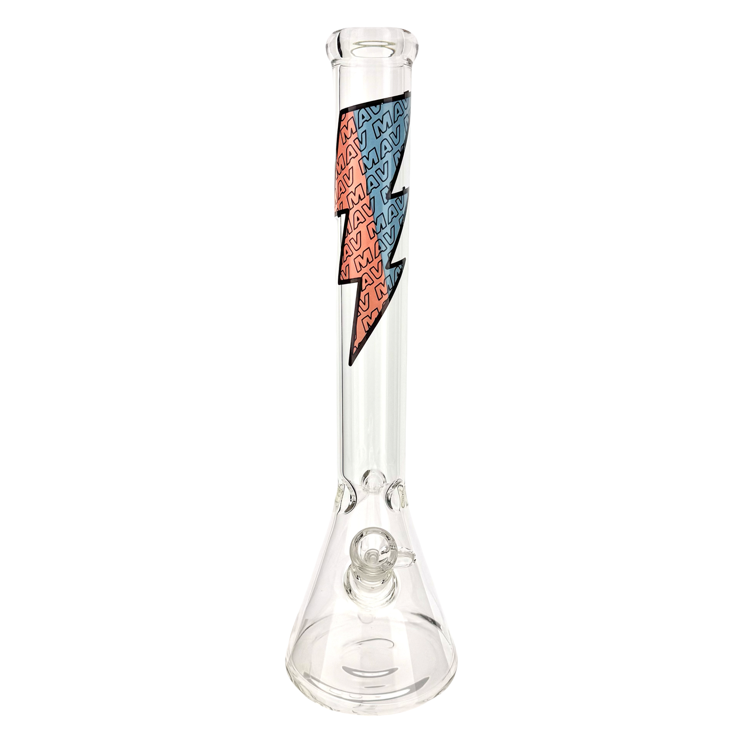 18" MAV bolt pink brown and blue classic Beaker Bong