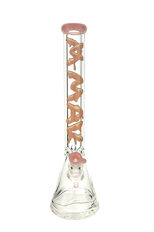 THE GUMGUM 9mm 18" thick pink top colored beaker bong+ matching stem and bowl