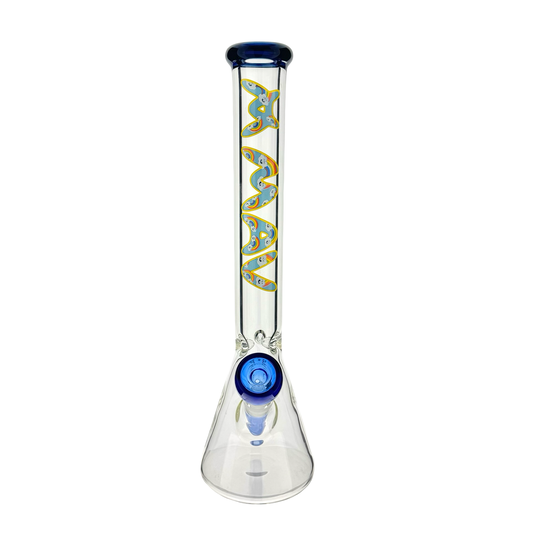 THE FLUFFY CLOUD 9mm 18" thick blue top colored beaker bong+ matching stem and bowl