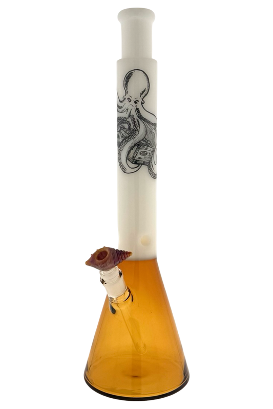 kraken 18" taper top Beaker Bong 1 of 1 seashell Empire Glassworks Bowl