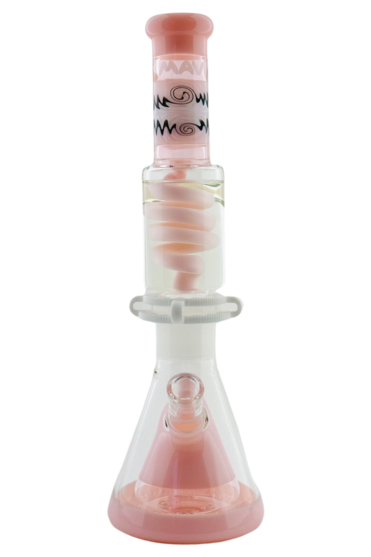 Reversal Wig Wag Milky Pink Slitted Pyramid Beaker Freezable Coil System