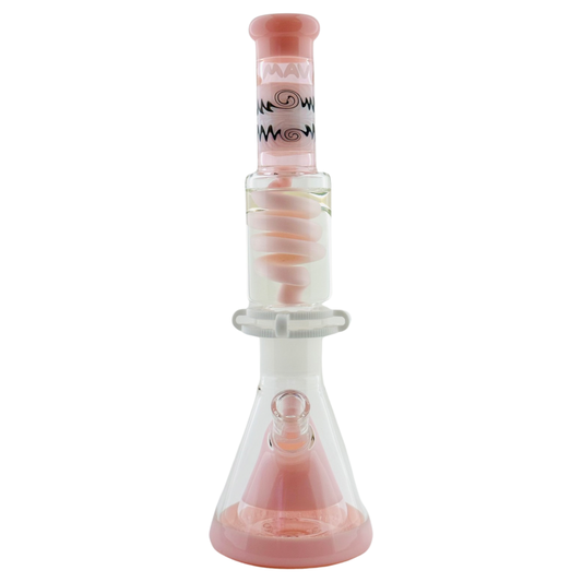 Reversal Wig Wag Milky Pink Slitted Pyramid Beaker Freezable Coil System