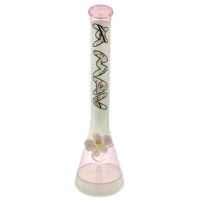 THE CHERRY 18" 50/5mm beaker bong with a matching orchid flower bowl by empire glassworks