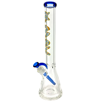 THE FLUFFY CLOUD 9mm 18" thick blue top colored beaker bong+ matching stem and bowl