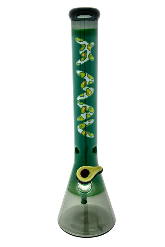 18" x 5mm Happy Avocado Beaker Bong  x Empire Glassworks Avocado bowl