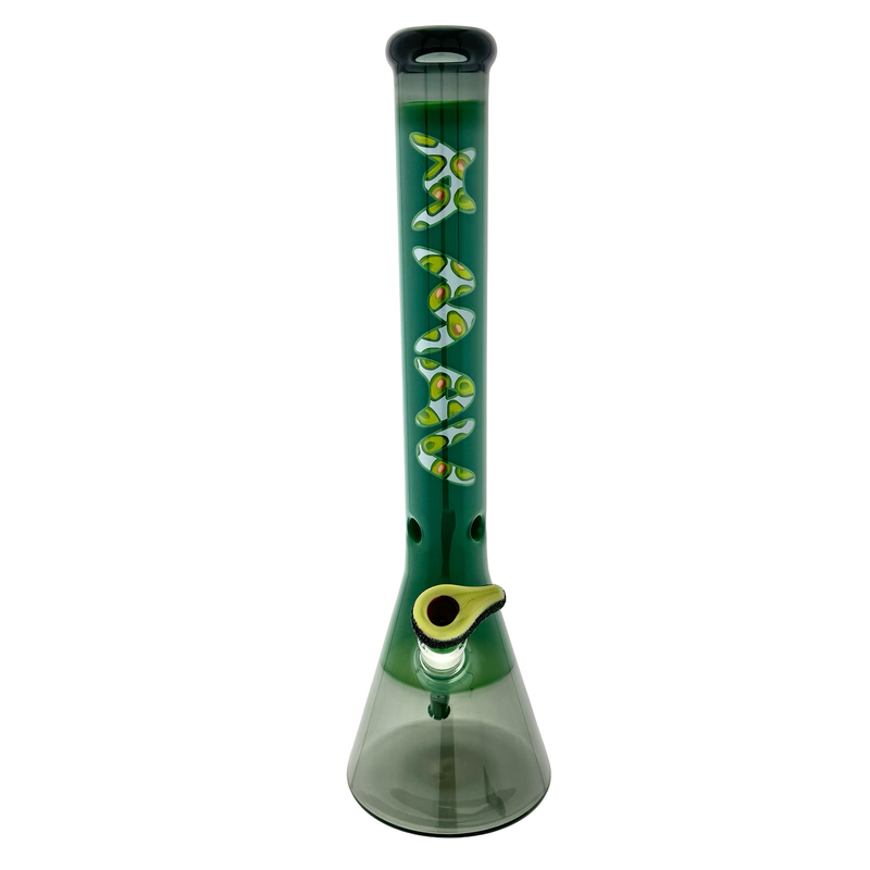 18" x 5mm Happy Avocado Beaker Bong  x Empire Glassworks Avocado bowl