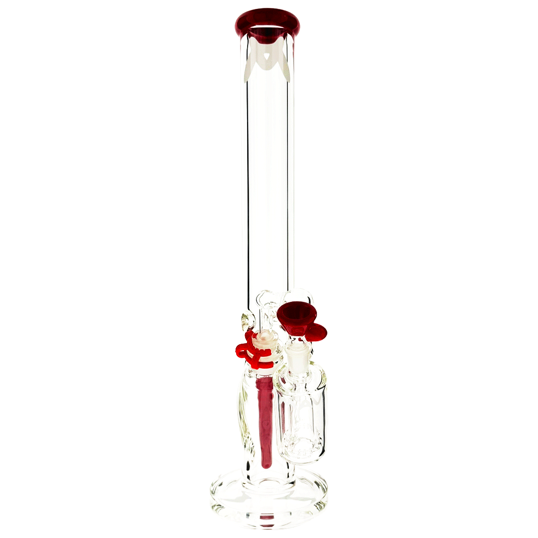 18" x 9mm color top straight Bong + Ash Catcher Combo