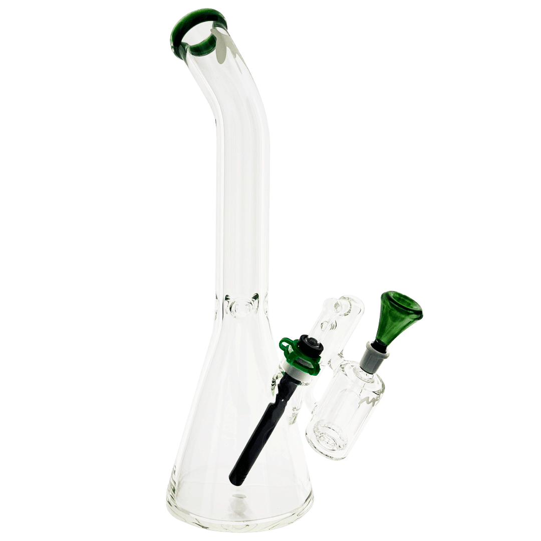 18" x 9mm color top beaker Bong bent neck + Ash Catcher Combo