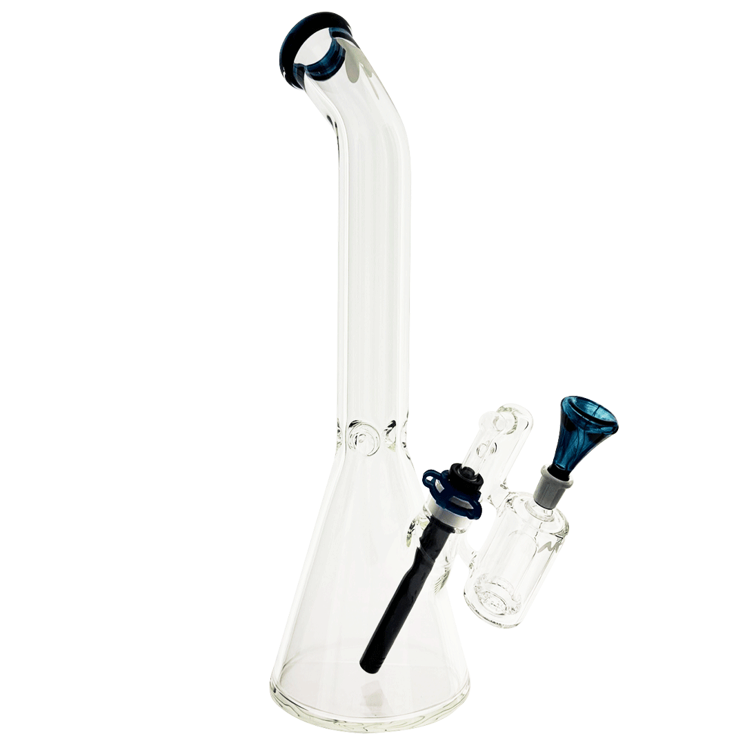 18" x 9mm color top beaker Bong bent neck + Ash Catcher Combo