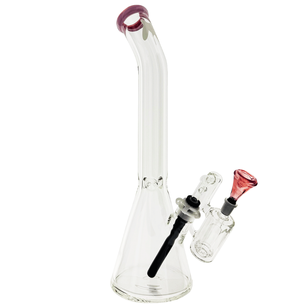 18" x 9mm color top beaker Bong bent neck + Ash Catcher Combo