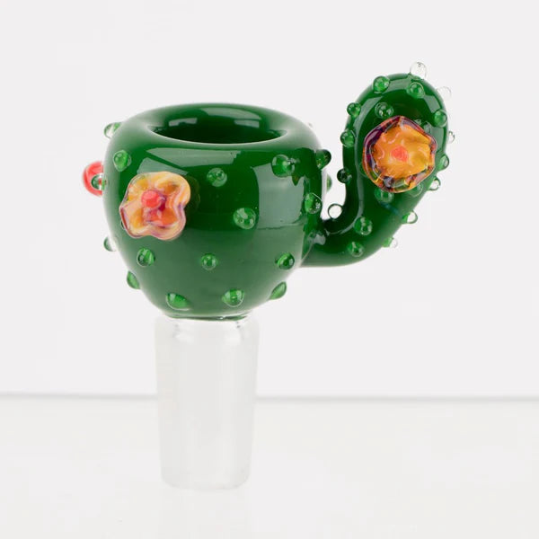 18" Cactus Teal & White Beaker Bong x empire glassworks cactus bowl