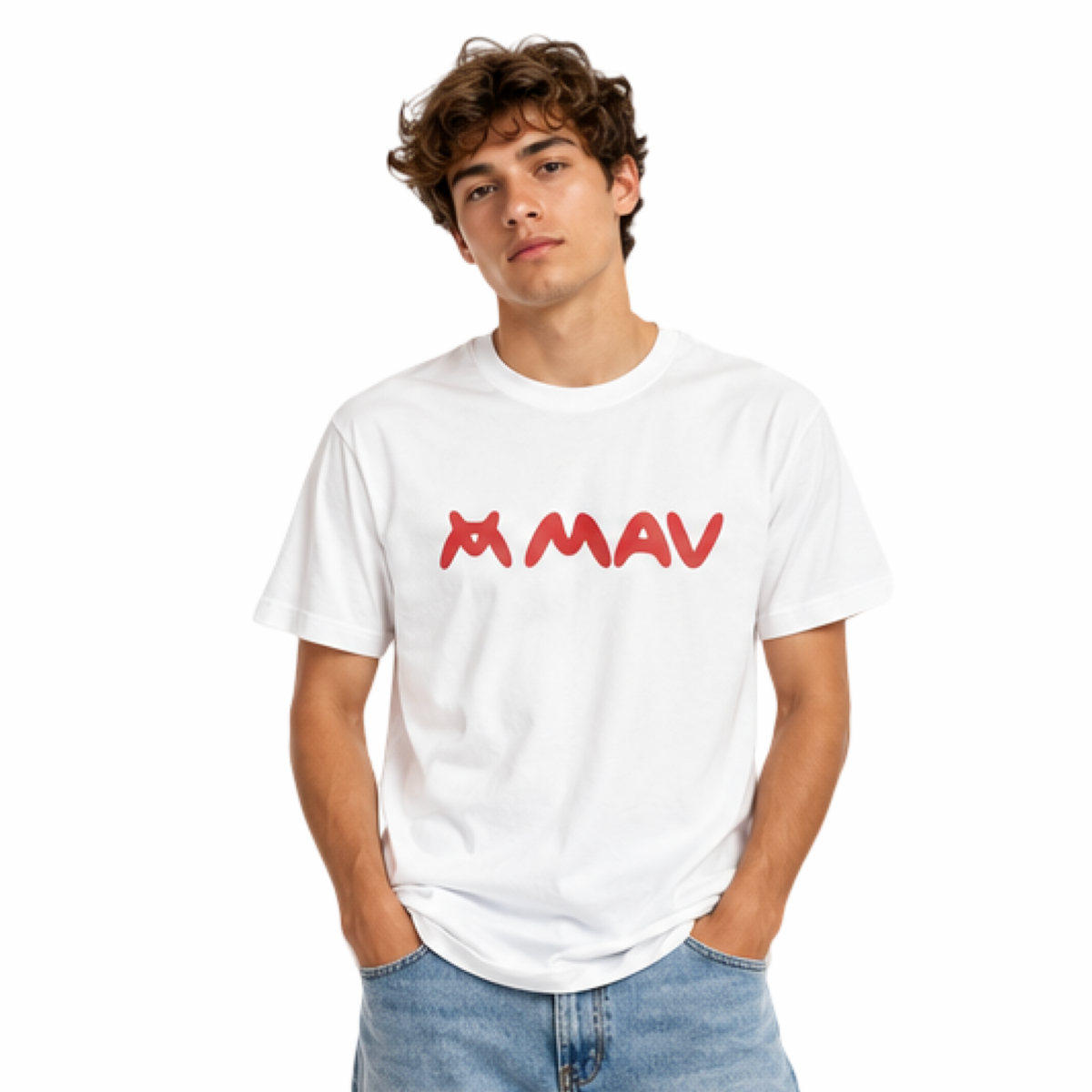 MAV Logo Tee - White red logo