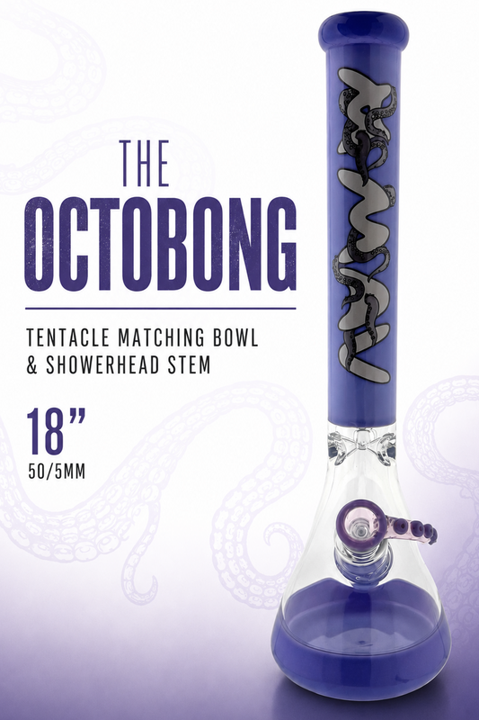 18" Classic Beaker Bong full color purple octobong Octopus