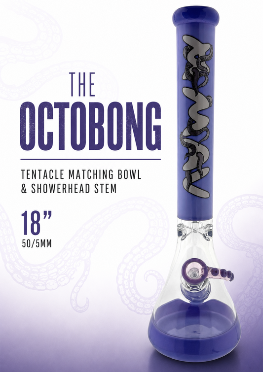 18" Classic Beaker Bong full color purple octobong Octopus