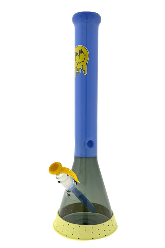 18" X 5mm Full Sleeve Beaker Bong Smiley Matching Limited