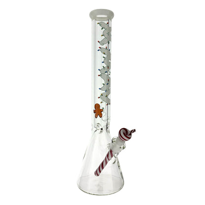 Christmas Mean Gingerbread Man 18” 9MM Beaker Bong white top