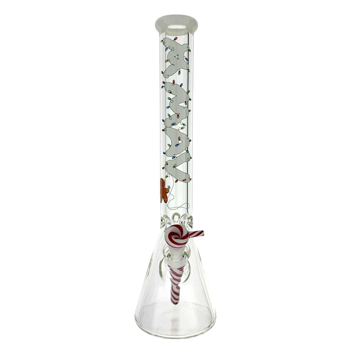 Christmas Mean Gingerbread Man 18” 9MM Beaker Bong white top