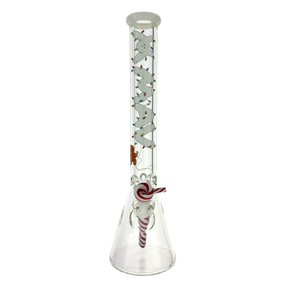 Christmas Mean Gingerbread Man 18” 9MM Beaker Bong white top