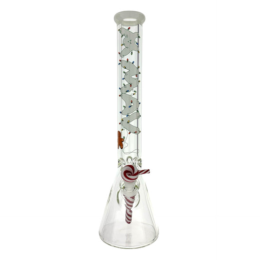 Christmas Mean Gingerbread Man 18” 9MM Beaker Bong white top