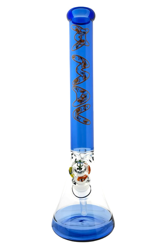 Ink Blue Koi 18" Full Color Beaker Bong x Empire Glassworks Fishbowl Bowl