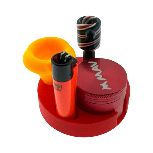 the READY CADDY 3D grinder+bowl+lighter+mouthpiece set