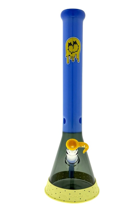 18" X 5mm Full Sleeve Beaker Bong Smiley Matching Limited