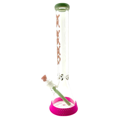 18" X 9MM ONE OF ONE Sea Foam and Pink Combo Special Beaker Bong