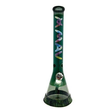 18" Color Float Beaker Bong Forest Green Tie-dye Match Limited