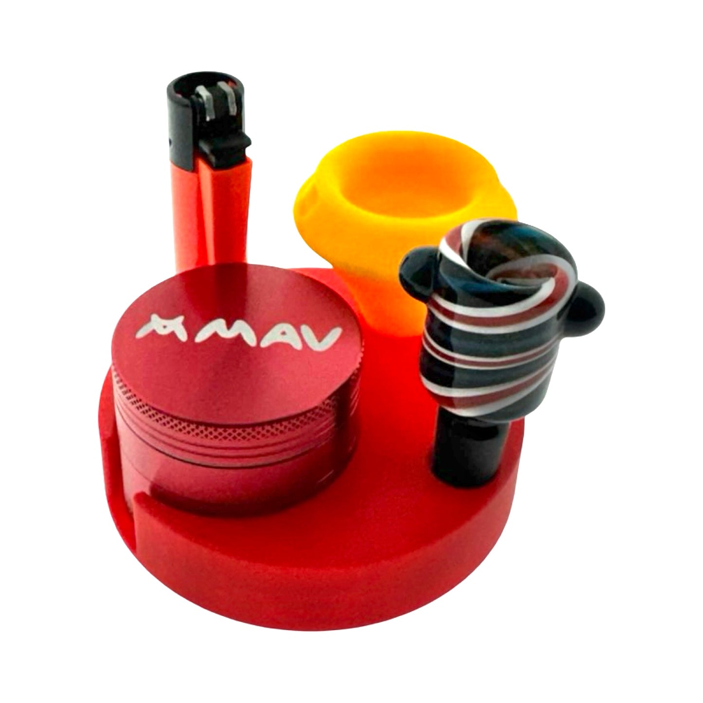 the READY CADDY 3D grinder+bowl+lighter+mouthpiece set