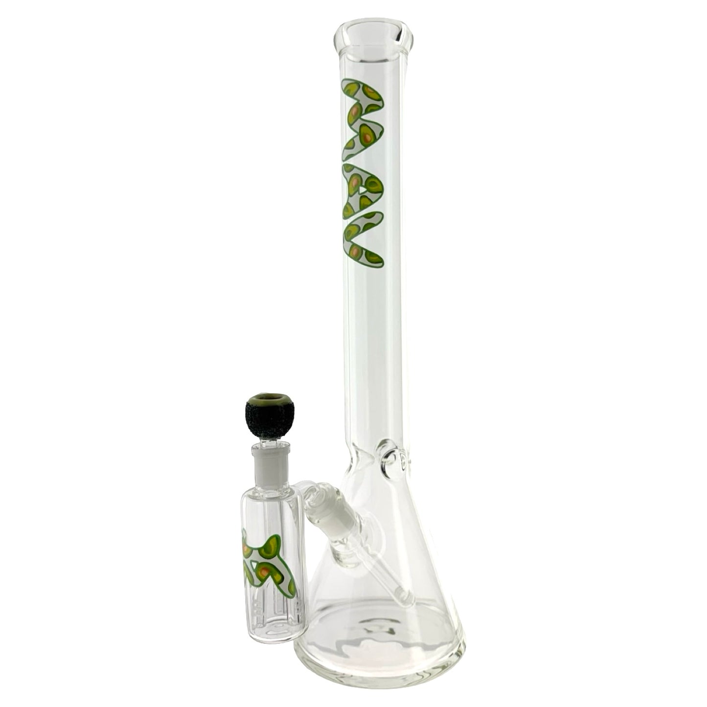 18" x 5mm Happy Avocado Beaker Bong + Ash Catcher Combo x empire glassworks avocado bowl