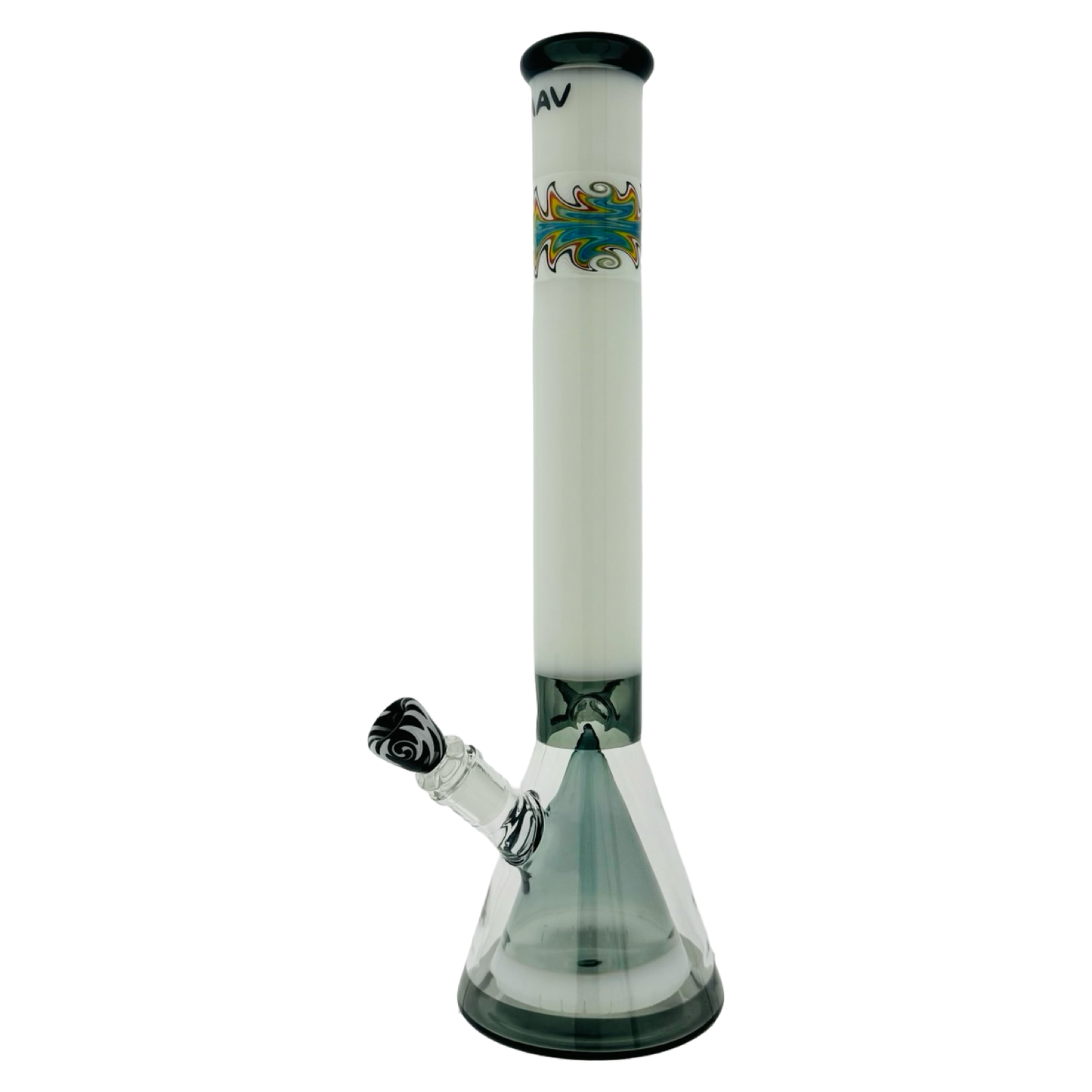 18" Wigwag MAV Glass Pyramid Beaker Bong black and white