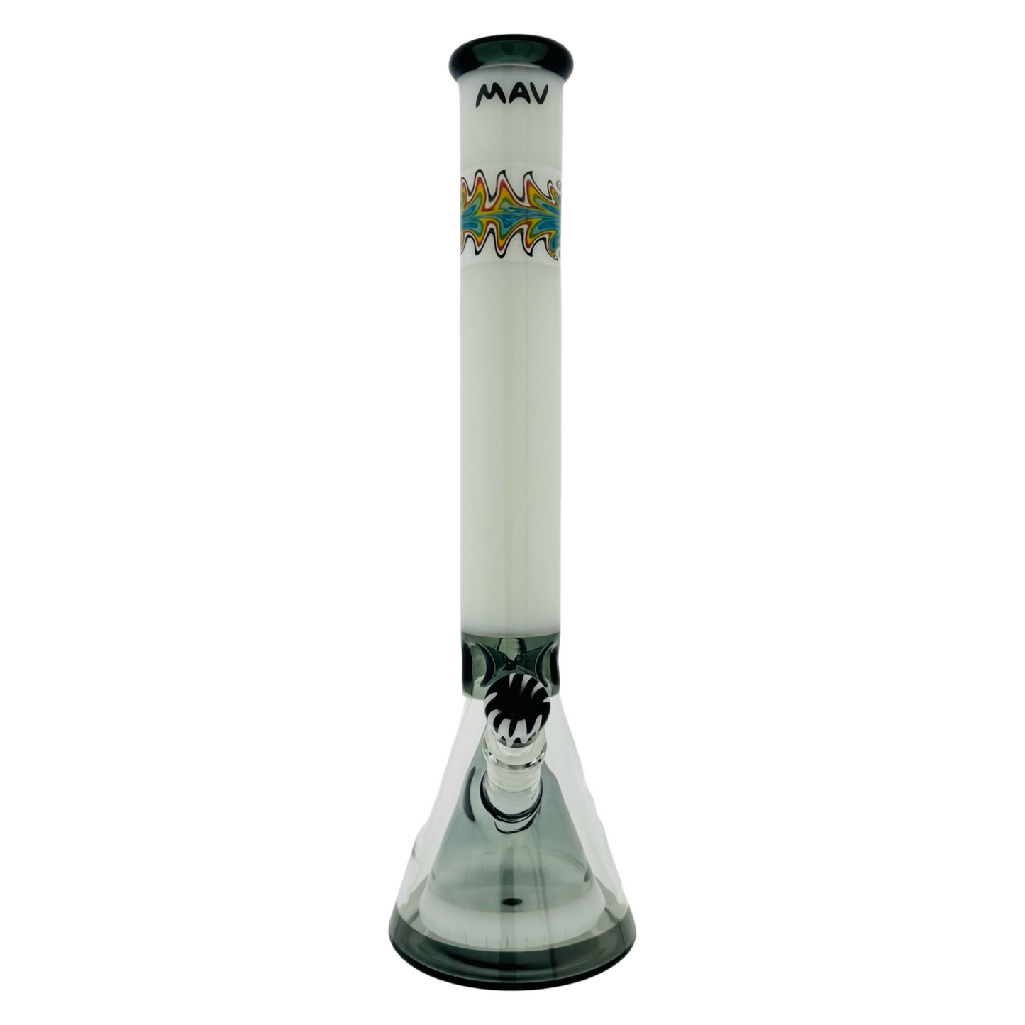 18" Wigwag MAV Glass Pyramid Beaker Bong black and white